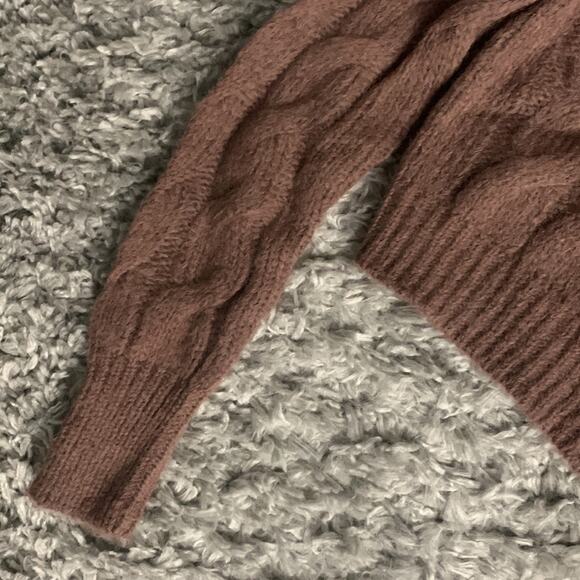 The Westside Cabled Pullover Long Sleeve Sweater Brown Alpaca Wool Sweater NWT - Picture 3 of 6